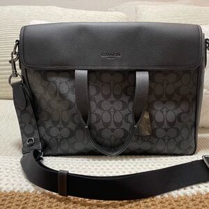 Coach Black Sullivan Portfolio Brief In Signature Canvas Crossbody